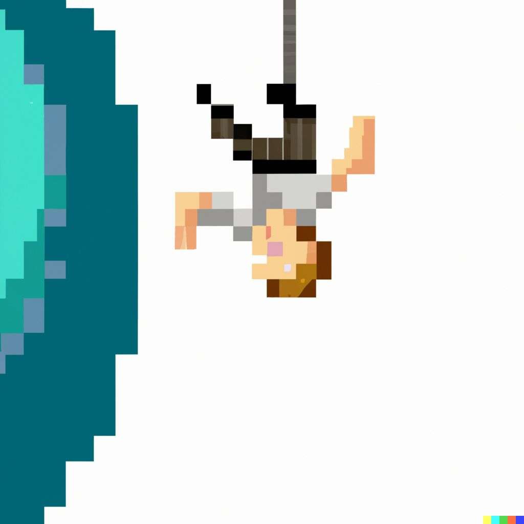 the discovery of gravity, pixel art